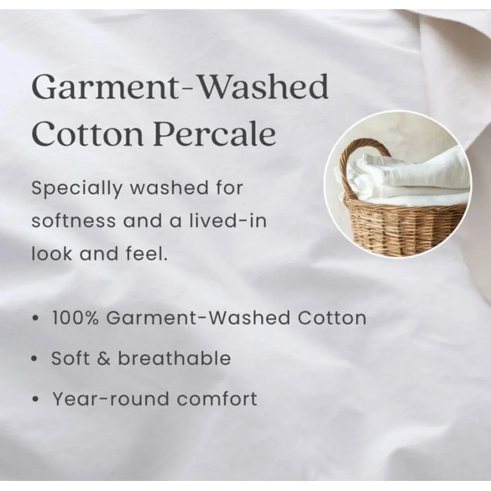 The Company Store Wheat Garment Washed Cotton Percale Full Duvet Cover 51412D-F